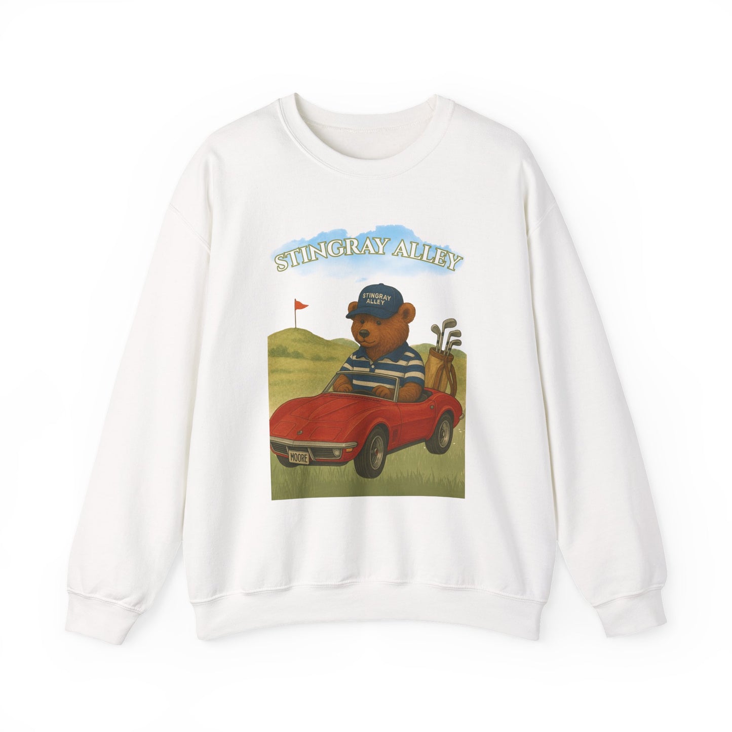 Golf Bear Crewneck Sweatshirt — 'Stingray Alley' Vintage Golfing Bear Design