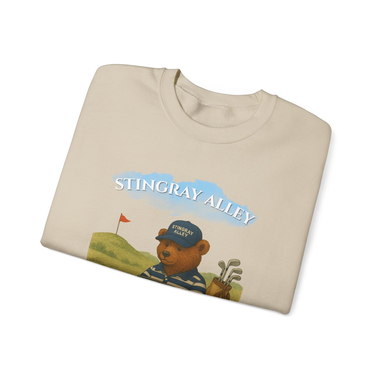 Golf Bear Crewneck Sweatshirt — 'Stingray Alley' Vintage Golfing Bear Design