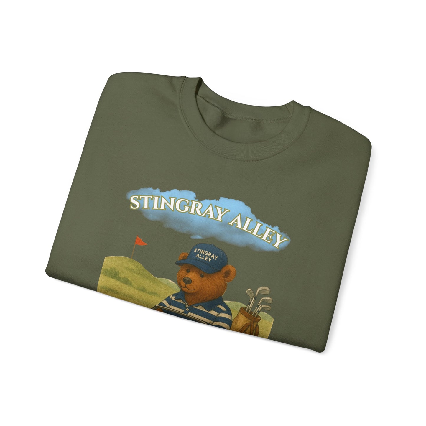 Golf Bear Crewneck Sweatshirt — 'Stingray Alley' Vintage Golfing Bear Design