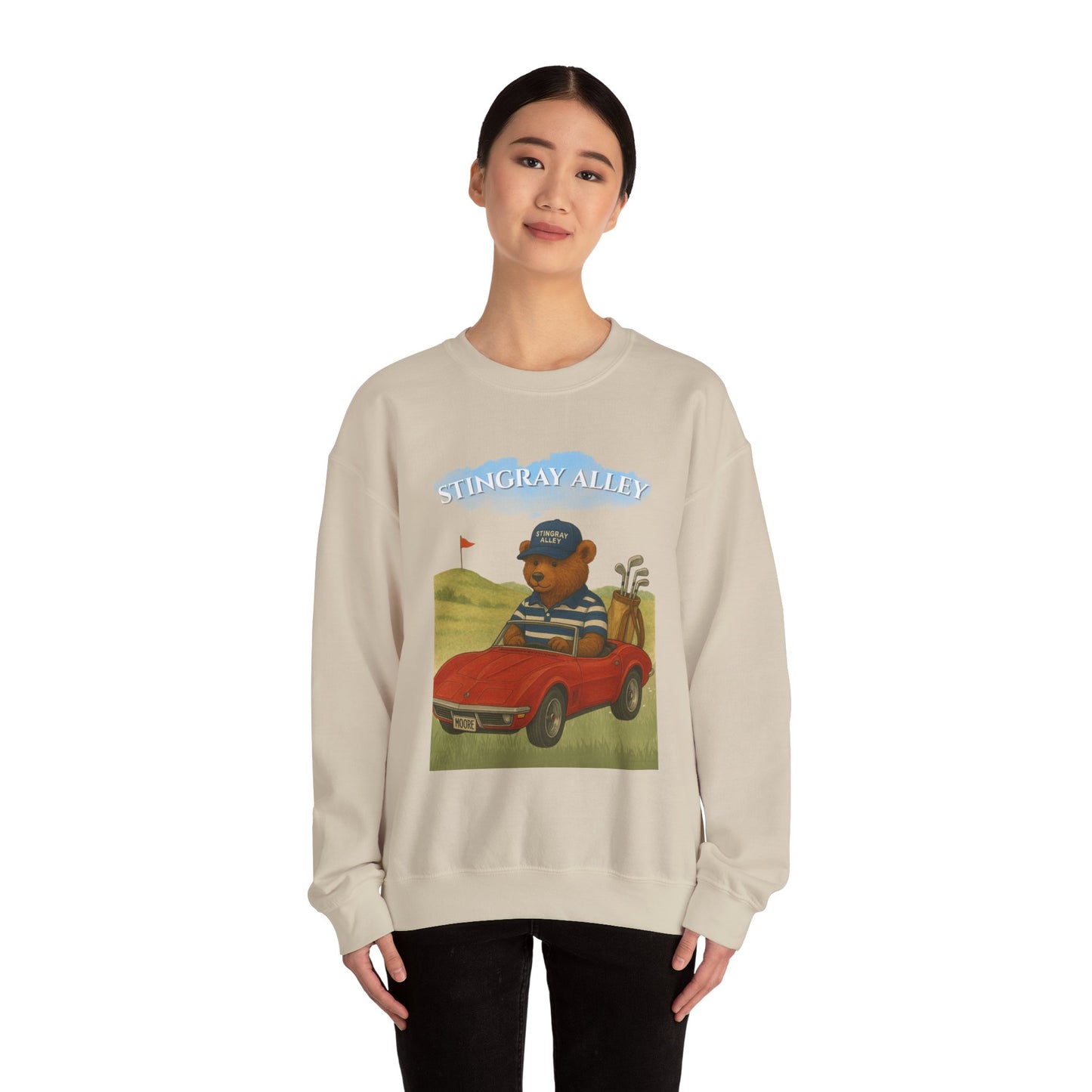 Golf Bear Crewneck Sweatshirt — 'Stingray Alley' Vintage Golfing Bear Design