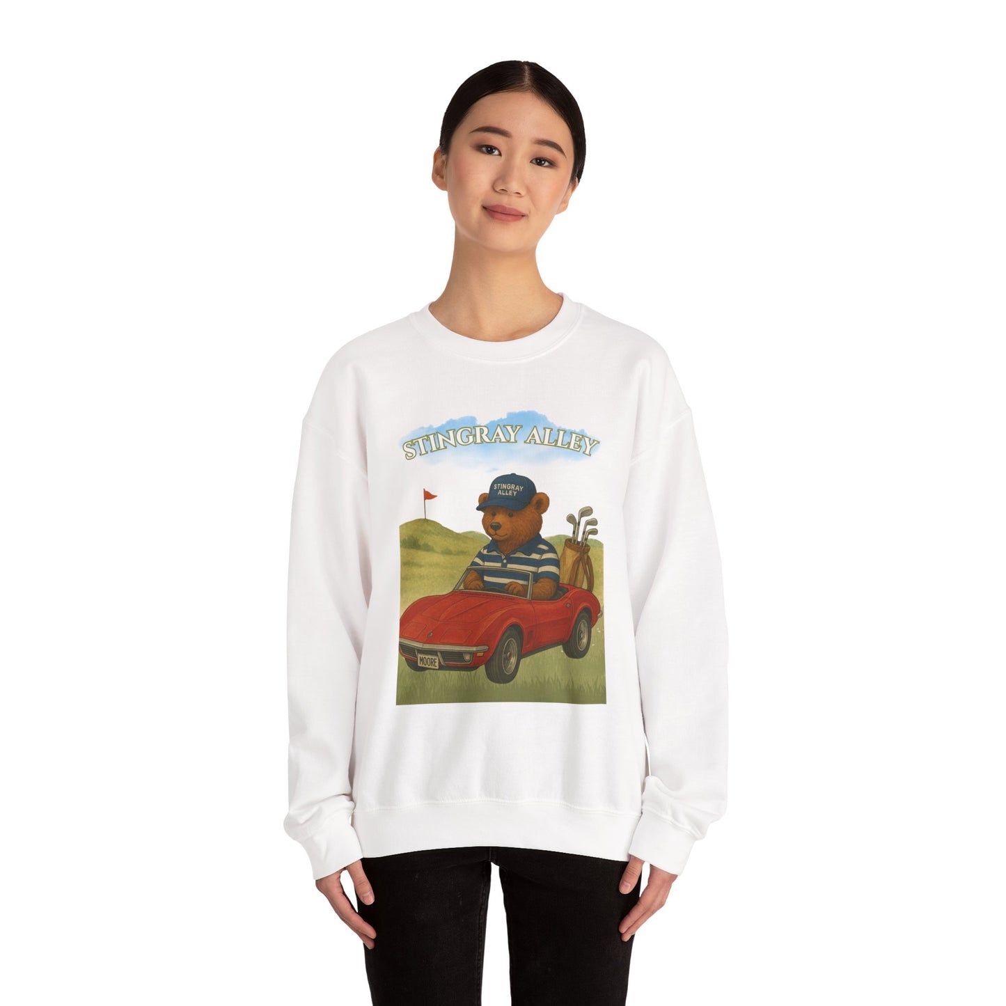Golf Bear Crewneck Sweatshirt — 'Stingray Alley' Vintage Golfing Bear Design