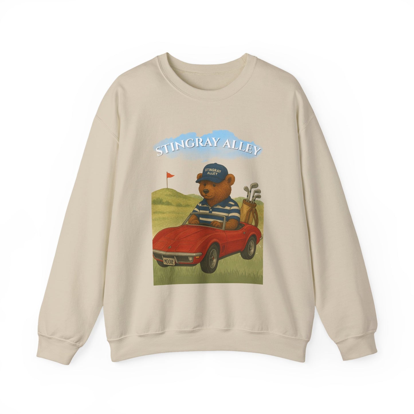 Golf Bear Crewneck Sweatshirt — 'Stingray Alley' Vintage Golfing Bear Design