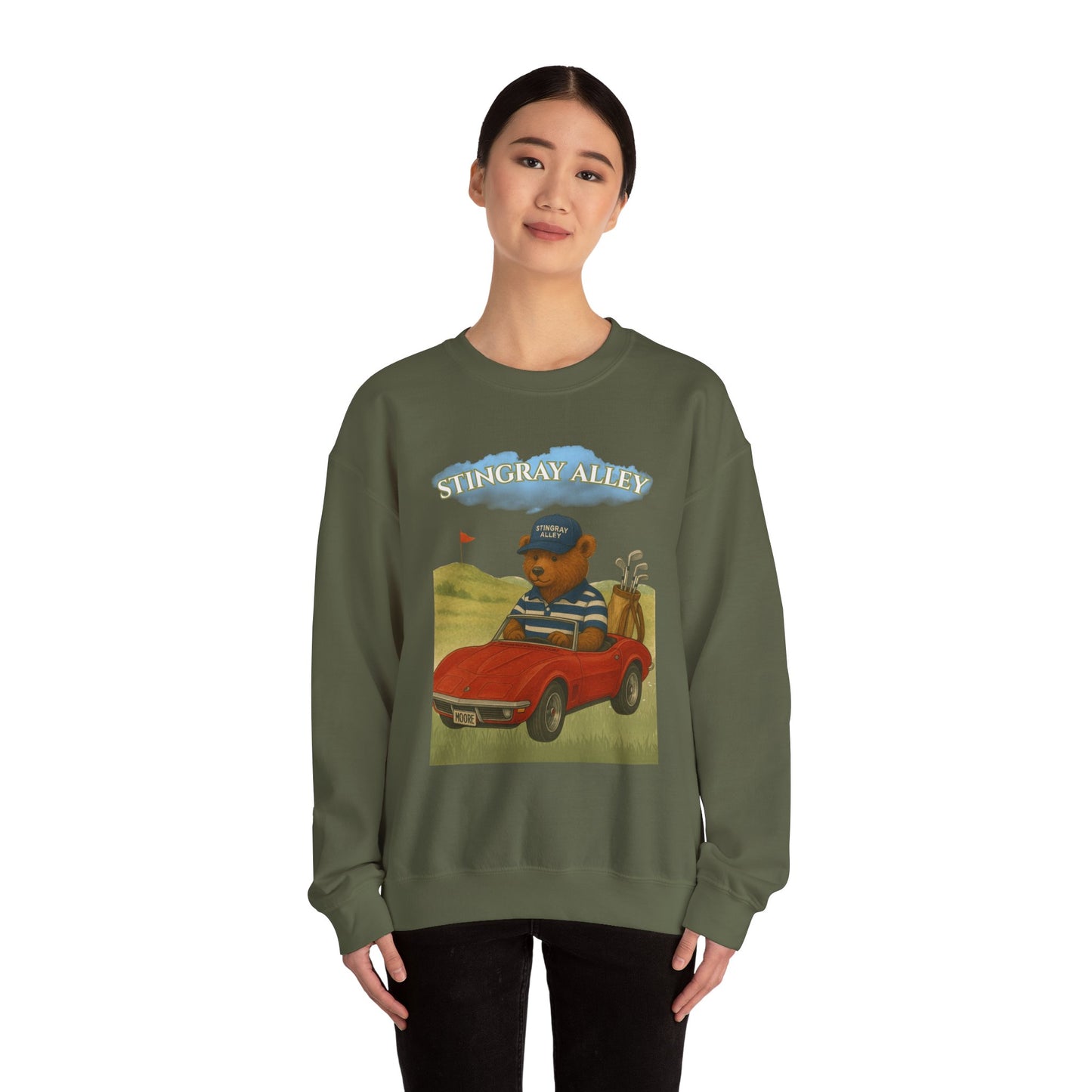 Golf Bear Crewneck Sweatshirt — 'Stingray Alley' Vintage Golfing Bear Design