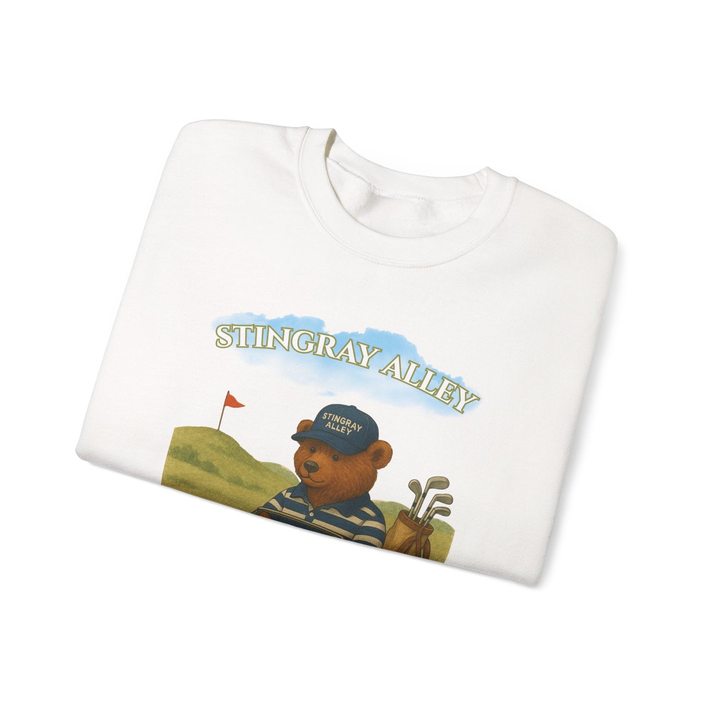 Golf Bear Crewneck Sweatshirt — 'Stingray Alley' Vintage Golfing Bear Design