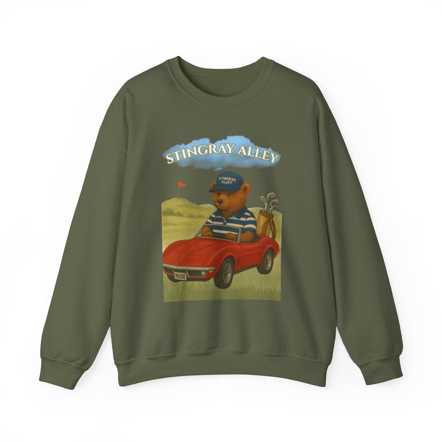 Golf Bear Crewneck Sweatshirt — 'Stingray Alley' Vintage Golfing Bear Design